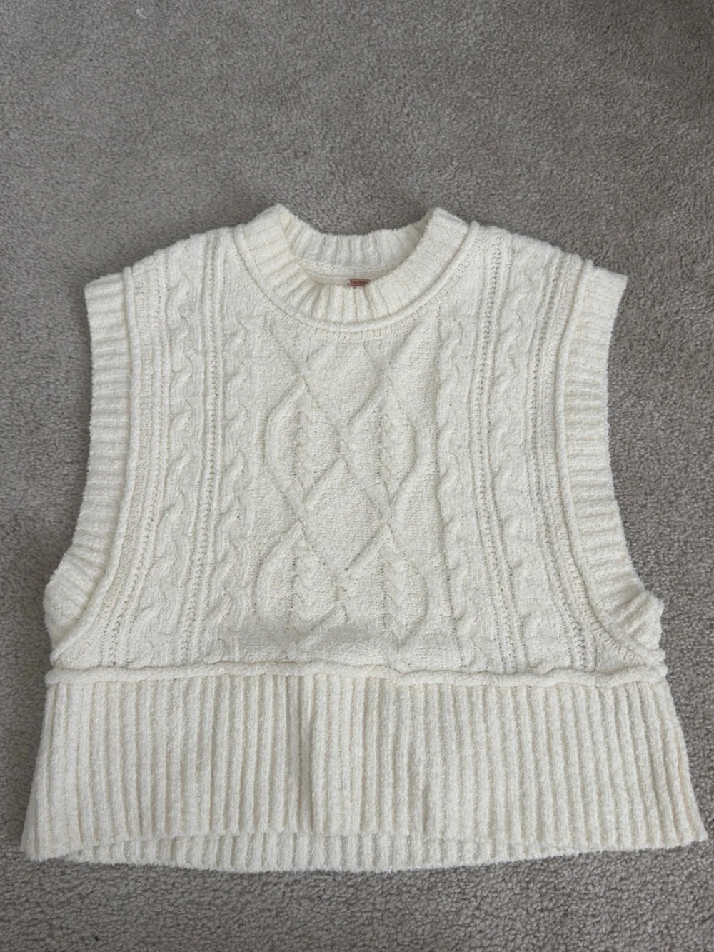 Free People Cream Cable Knit Sleeveless Sweater Vest